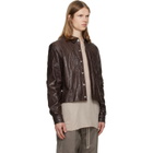 Rick Owens Brown Tower Alice Leather Jacket