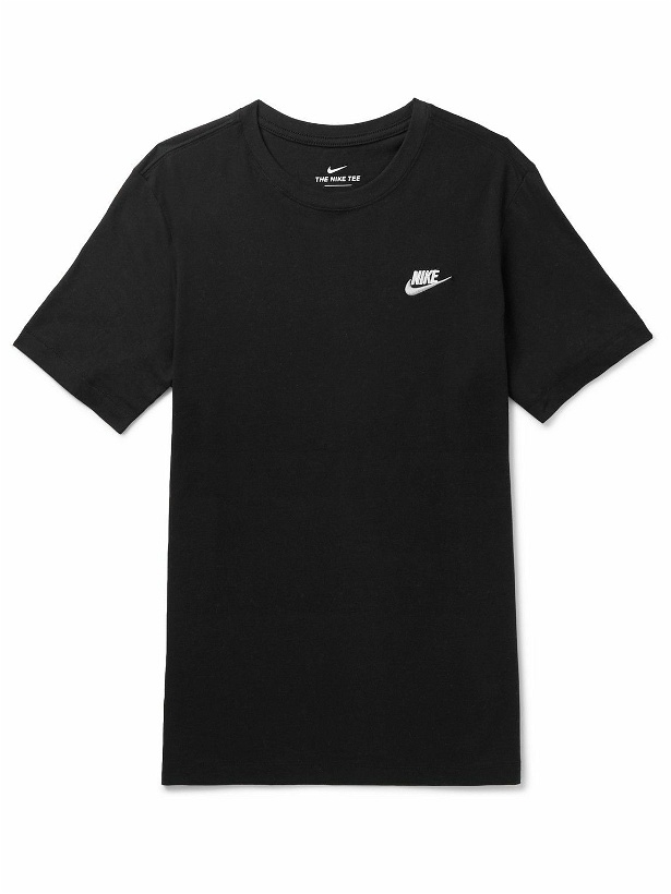Photo: Nike - Sportswear Club Logo-Embroidered Cotton-Jersey T-Shirt - Black