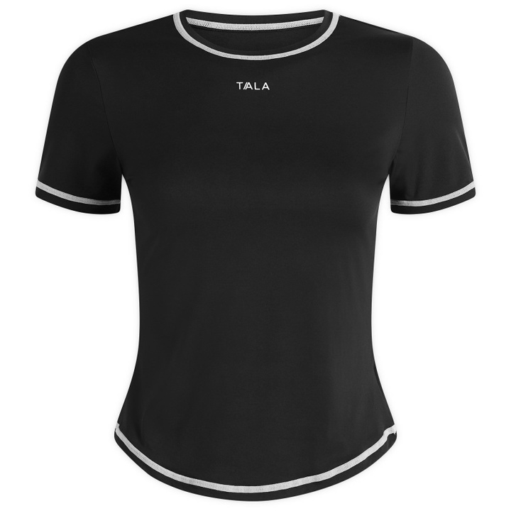 Photo: TALA Women's Ultralite Active Contrast Stitch T-Shirt in Shadow Black