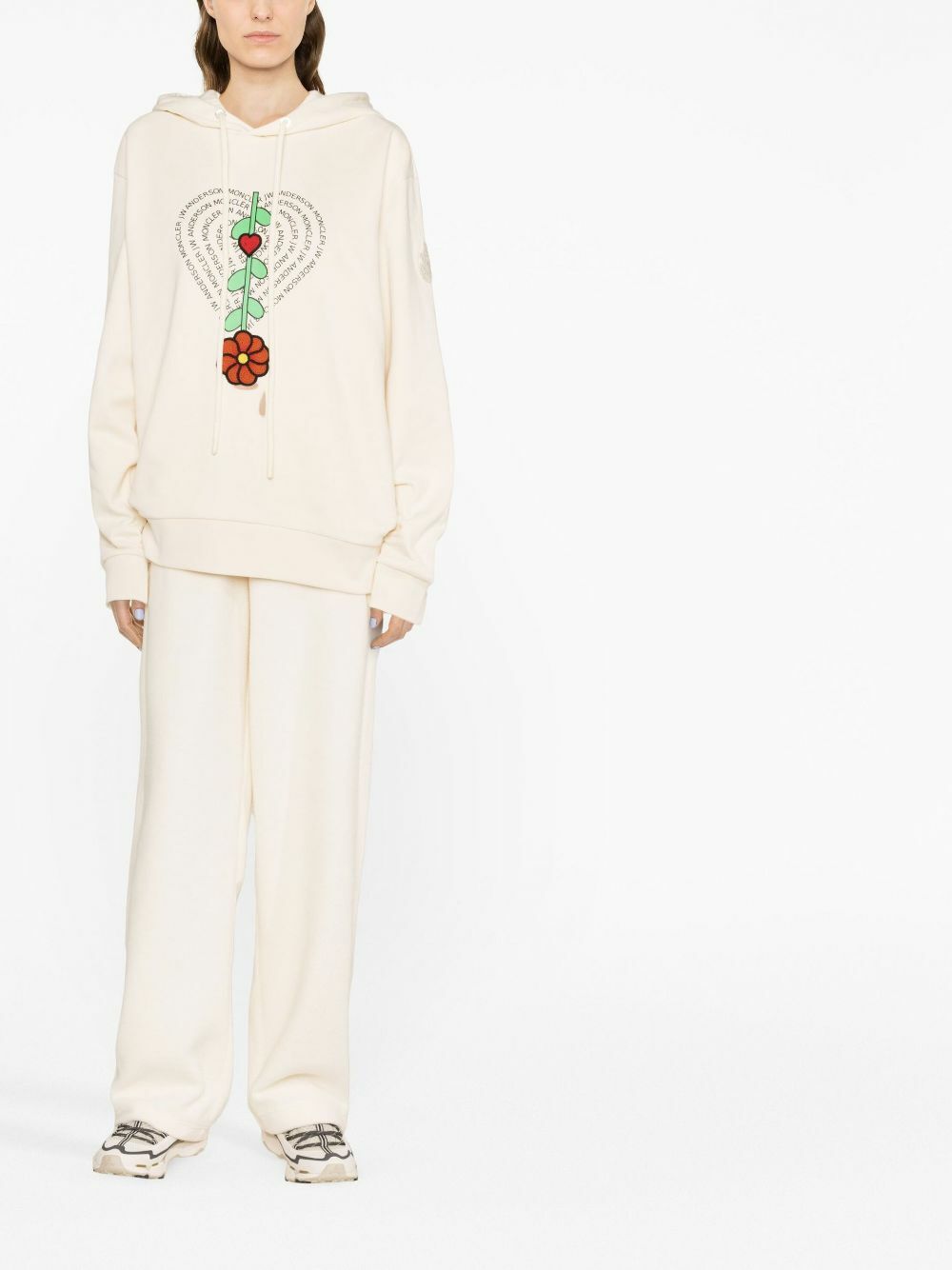 Moncler Genius X JW Anderson Neutral Logo Print Fleece Hoodie