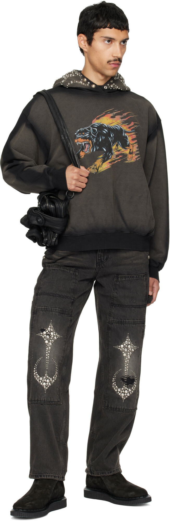 Thug Club Black Studded Knee Carpenter Jeans