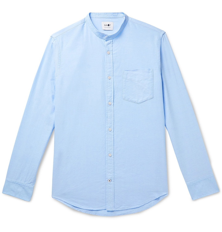 Photo: NN07 - Justin Grandad-Collar Cotton-Oxford Shirt - Blue