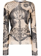 Jean Paul Gaultier Neutral Heraldique-Print Top