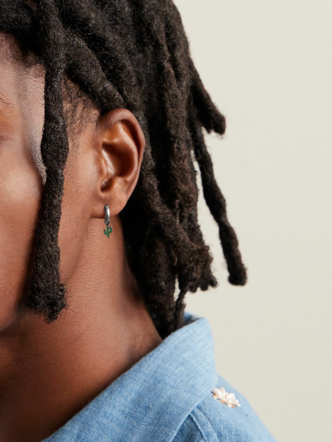 【Miansai】☆ピアス☆ Cactus Huggie Earring Cactus Huggie Earring, Sterling Silver w/Enamel | Men's