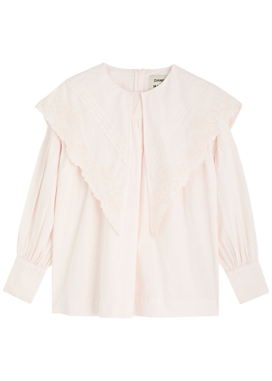 Damson Madder Candy Broderie Anglaise Cotton Blouse Pink