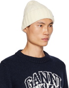 GANNI Off-White Logo Patch Beanie