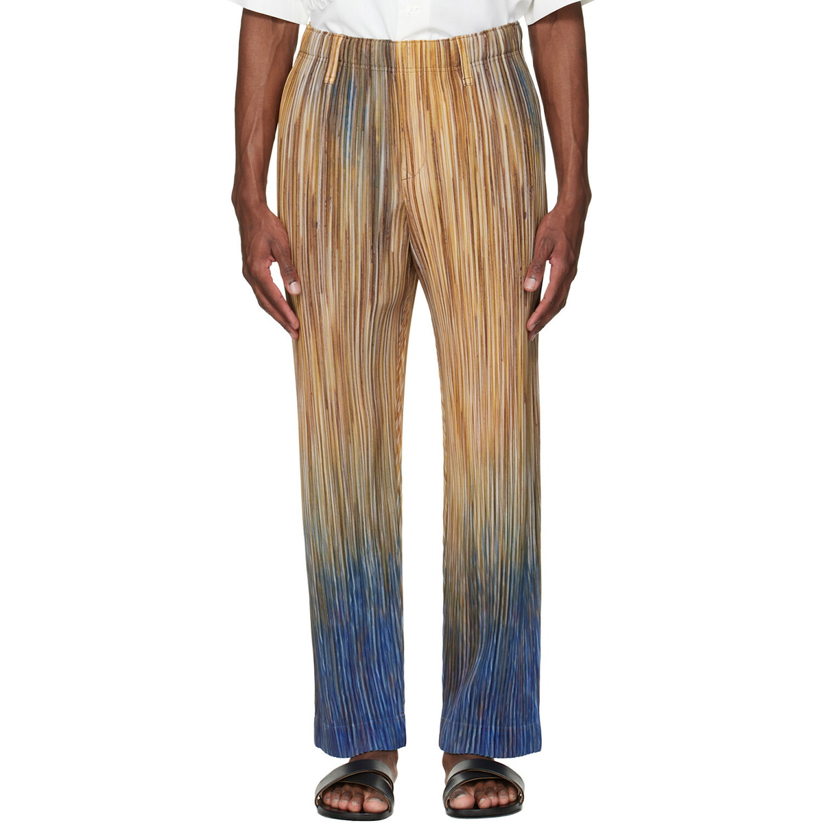HOMME PLISSÉ ISSEY MIYAKE Brown Paint Brush Close-Up Trousers