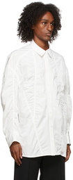 We11done White Oversize Lace Shirring Shirt