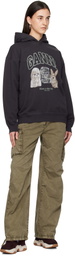 GANNI Black Animal Print Hoodie