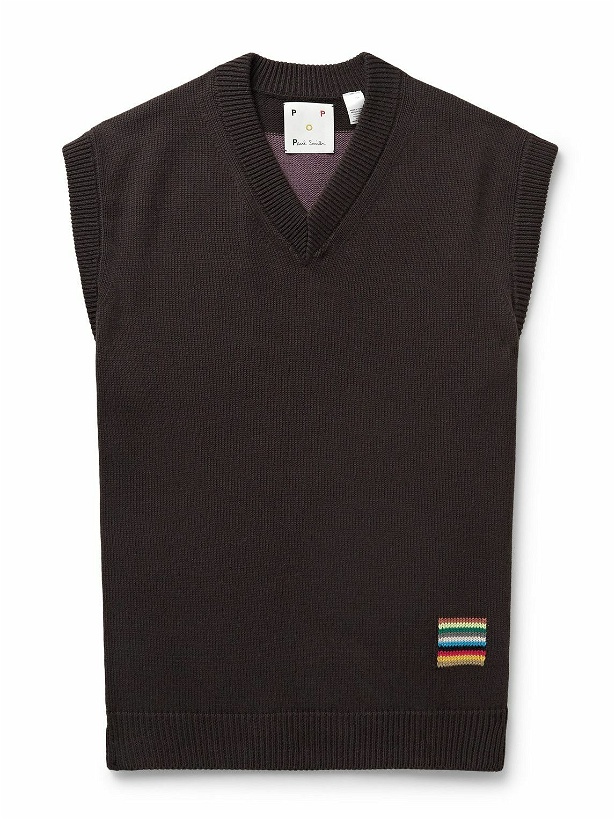 Photo: Pop Trading Company - Paul Smith Stripe-Jacquard Organic Cotton Sweater Vest - Black