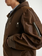 Sacai - Shell-Trimmed Cotton-Blend Jersey Zip-Up Hoodie - Brown