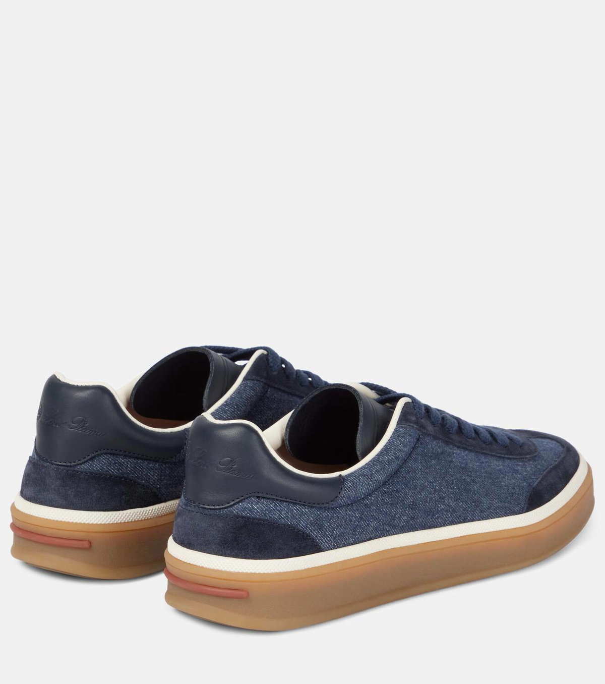 Loro Piana Tennis Walk suede-trimmed denim sneakers