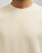 Market Emboss Print Fleece Crewneck Beige - Mens - Sweatshirts