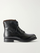 Grenson - Barlow Suede-Trimmed Leather Lace-Up Boots - Black