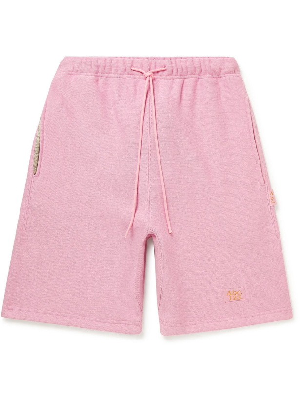 Photo: Abc. 123. - Wide-Leg Logo-Detailed Cotton-Jersey Drawstring Shorts - Pink