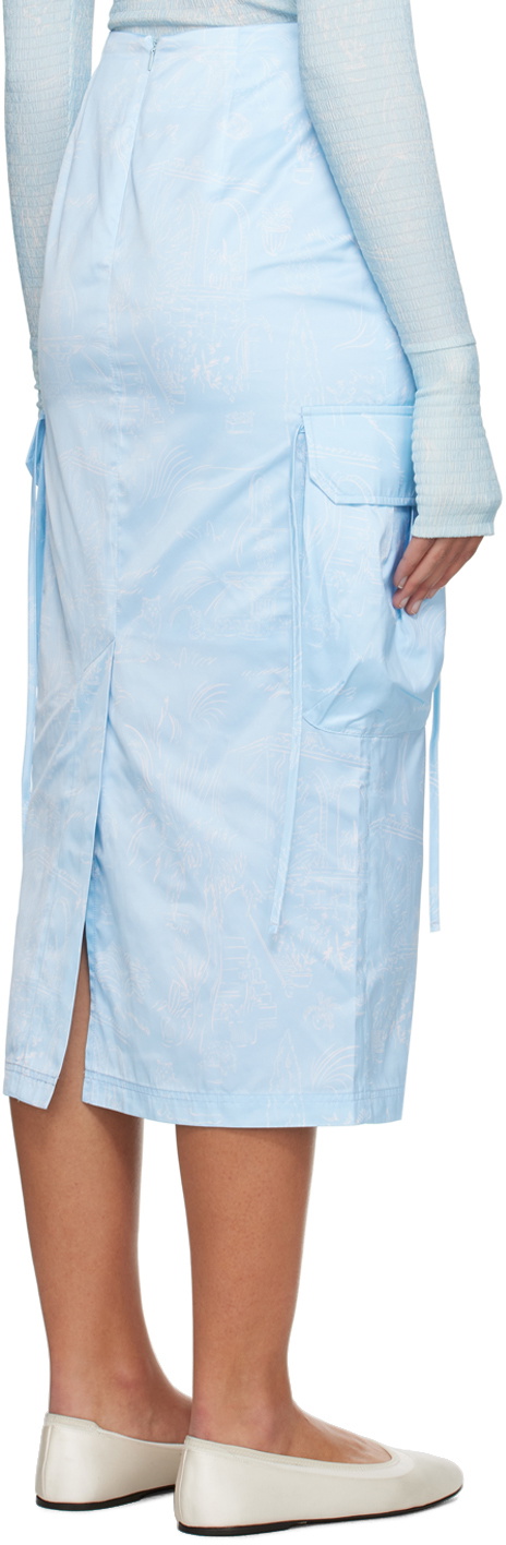 Kijun Blue Drawing Cargo Midi Skirt