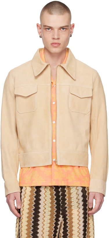 Photo: CMMN SWDN Beige Keith Leather Jacket