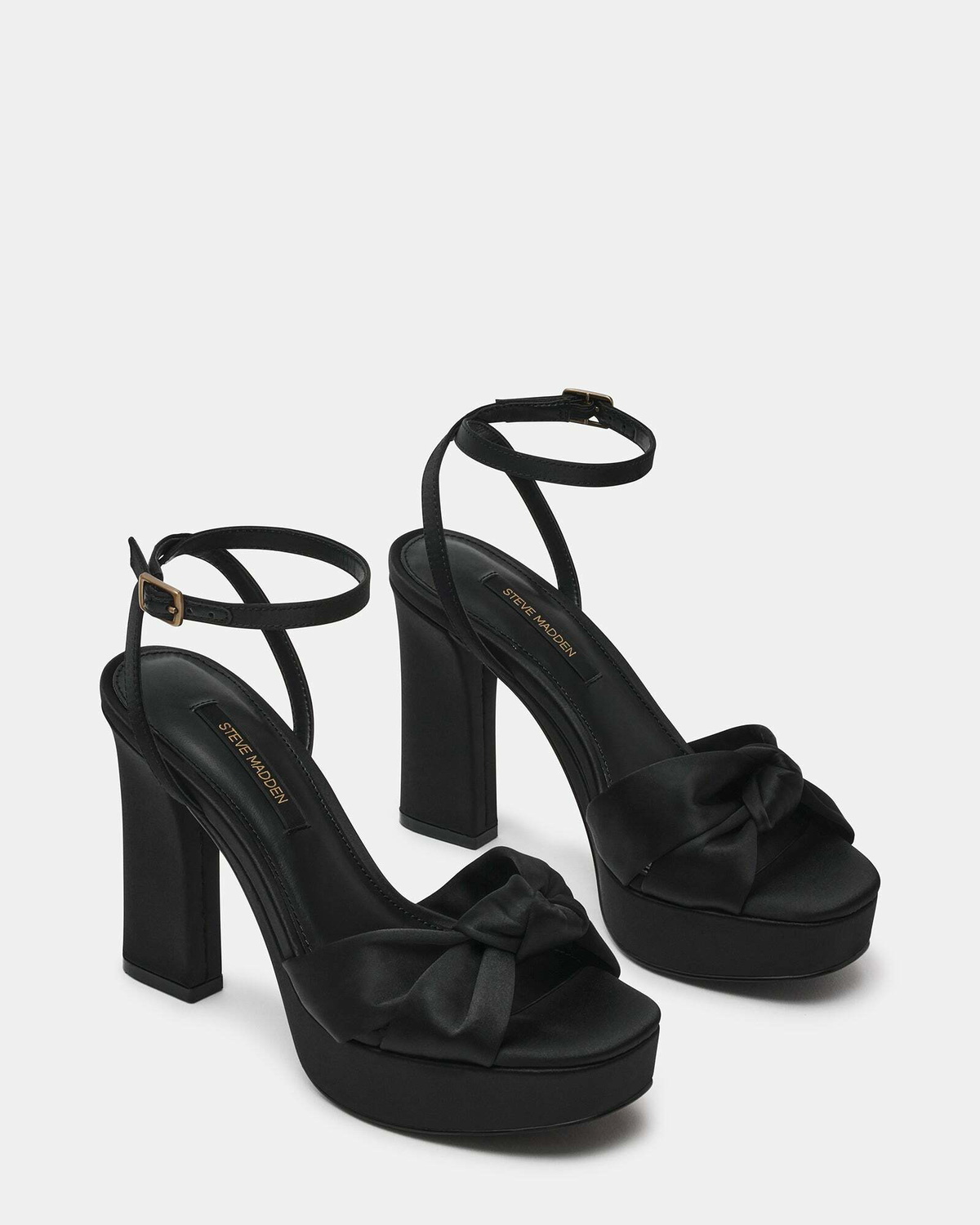 Steve Madden Knoti Heels in Black Satin