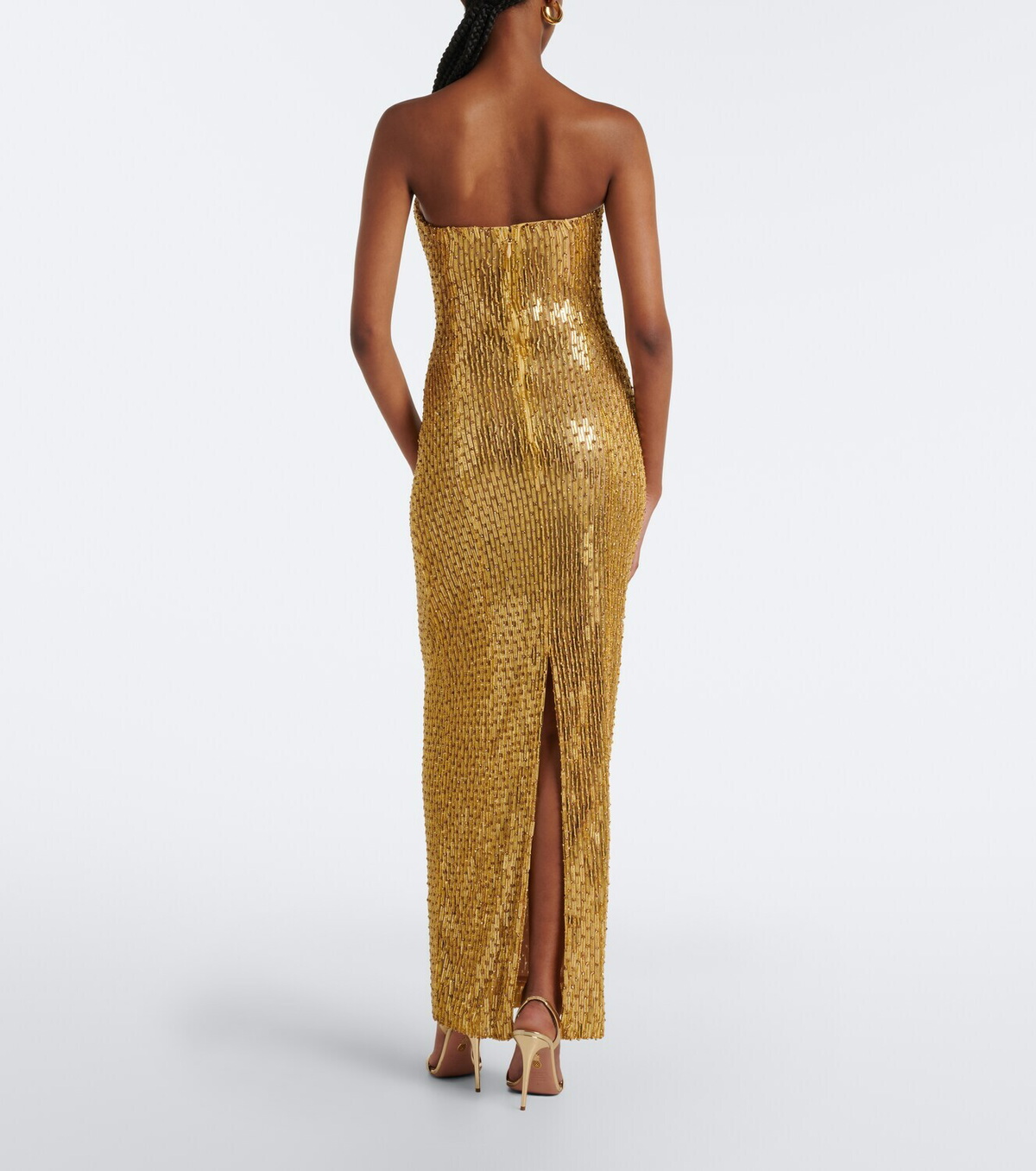 Rachel Gilbert Rosalie draped embellished bustier gown