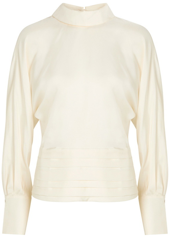 Photo: Rohe Tuxedo Reversed-collar Silk top Cream