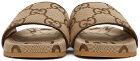 Gucci Beige & Brown Maxi GG Slide Sandals