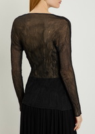 Issey Miyake Twist V-neck Semi-sheer Chiffon top Black