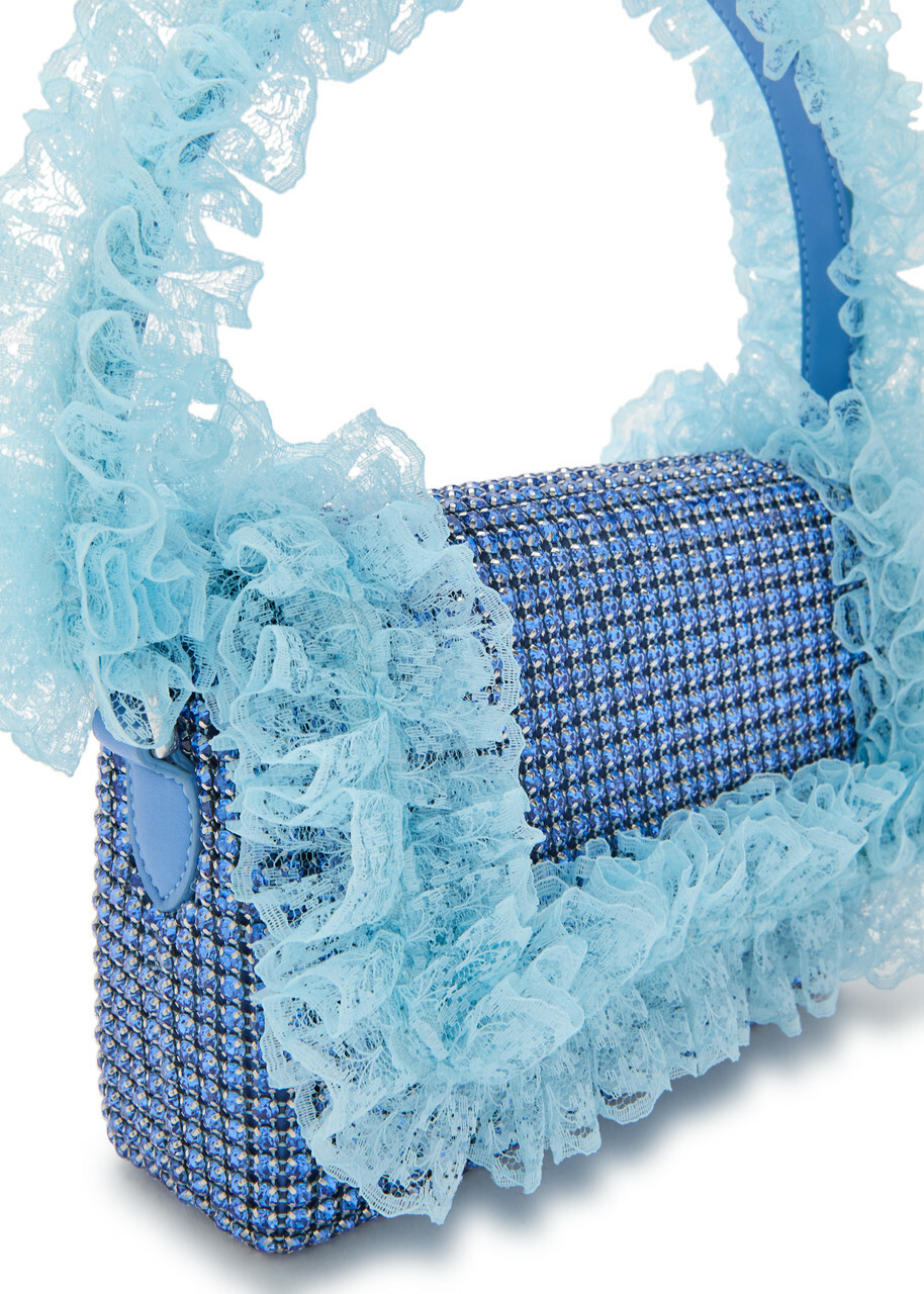 Self-portrait X Christopher Kane Lace and Crystal-embellished top Handle bag - Blue - One Size