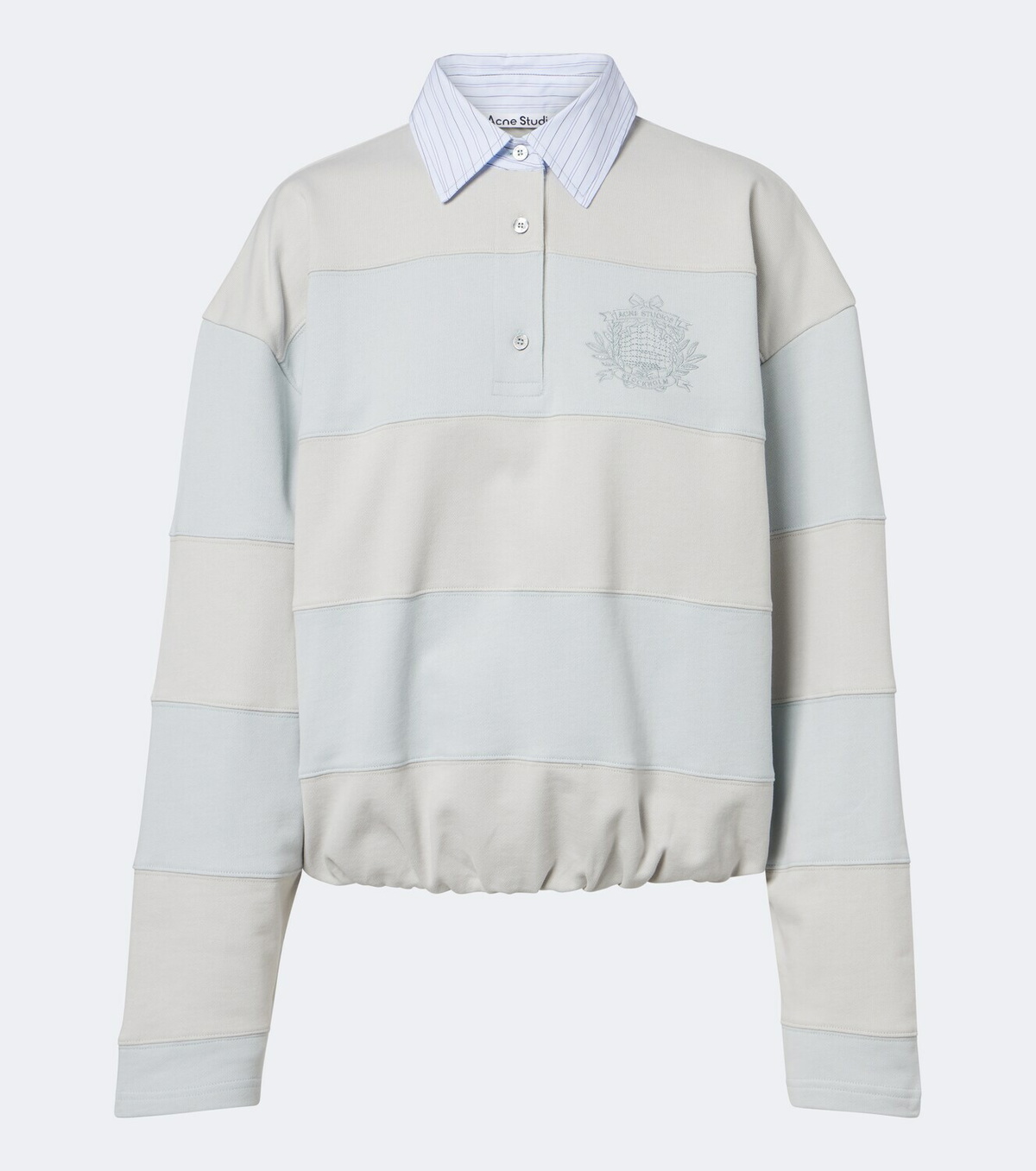 Acne Studios Striped cotton fleece polo sweatshirt