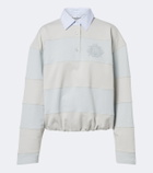 Acne Studios Striped cotton fleece polo sweatshirt