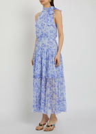 Rixo Abi Floral-print Chiffon Maxi Dress Light Blue