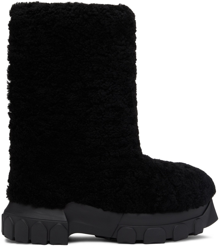 Photo: Rick Owens Black Shearling Lunar Tractor Boots