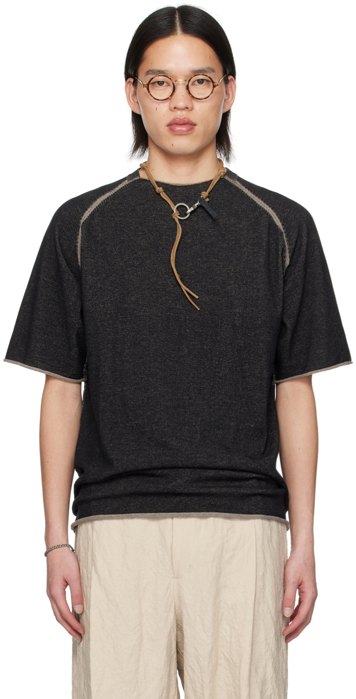 DEVOA Black Rolled Edge T-Shirt