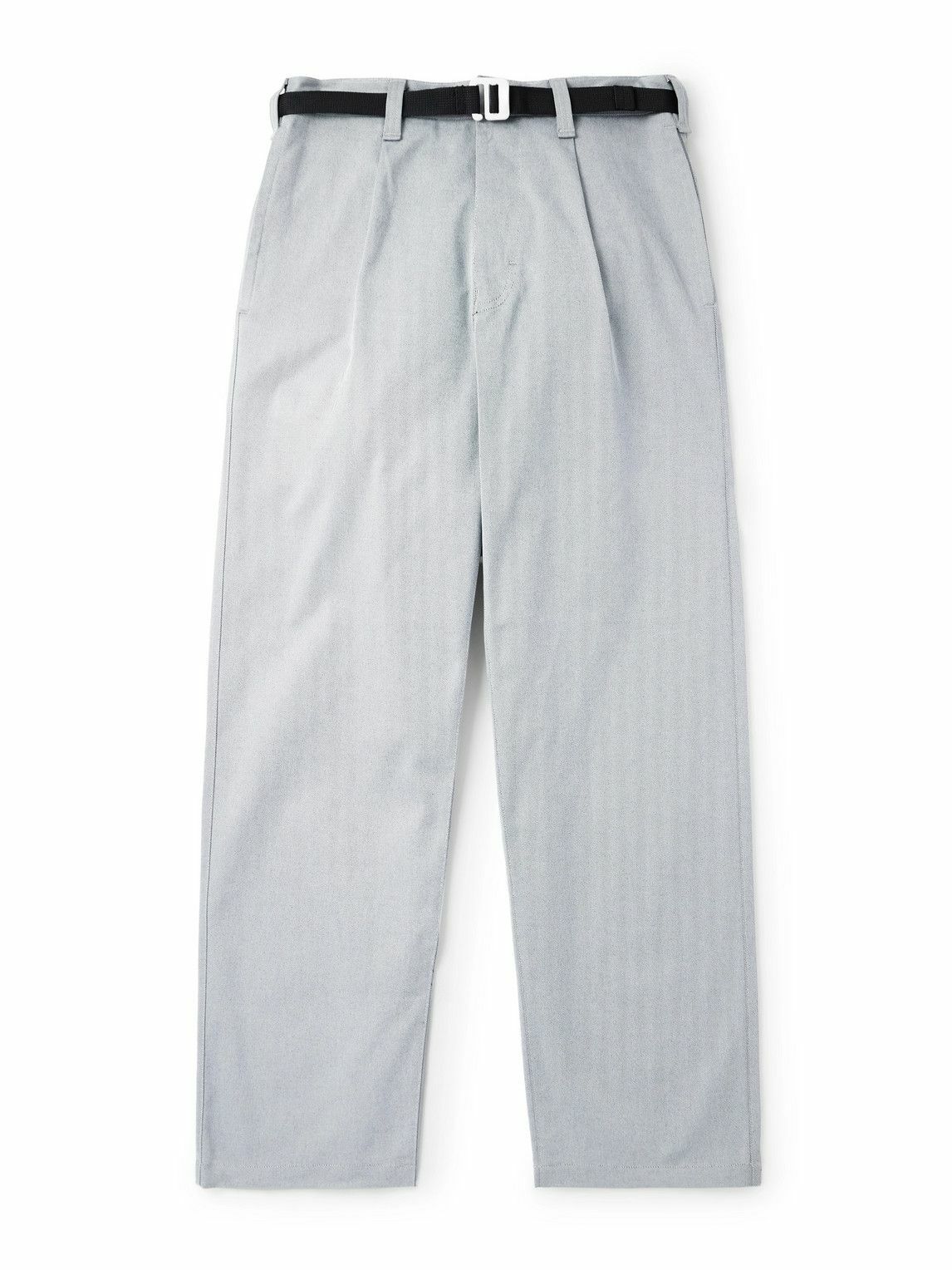 Stone Island - Marina Wide-Leg Belted Pleated Cotton-Blend Gabardine Trousers - Gray