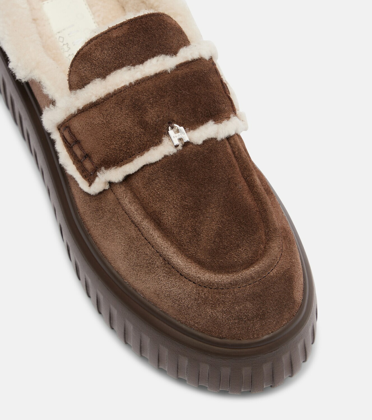 Hogan HStripes shearling-trimmed platform loafers