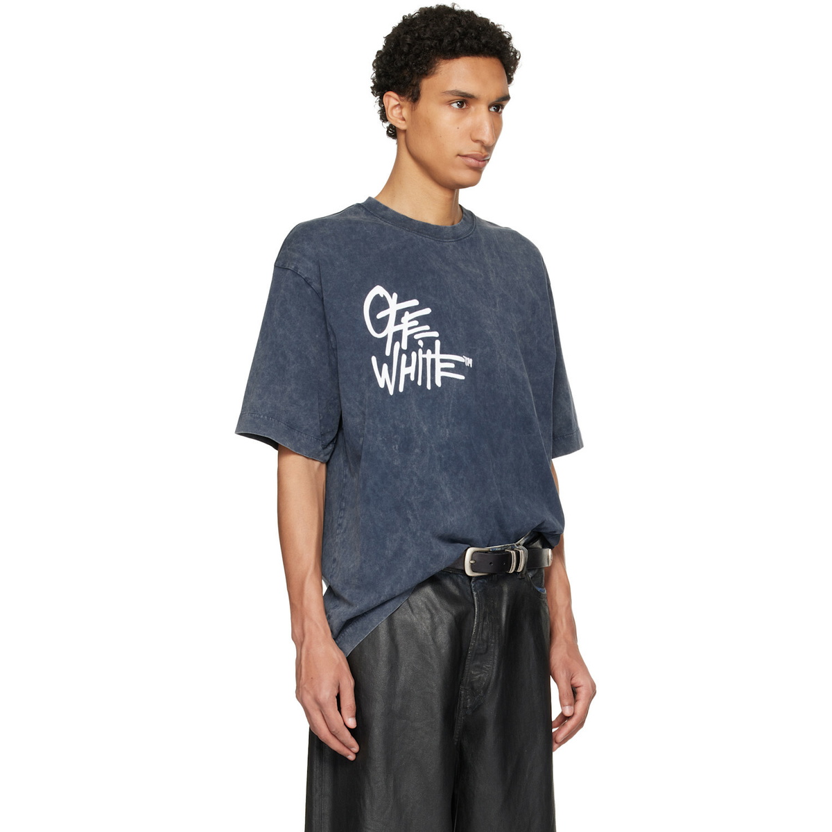 Off-White Navy Spray Painting Skate T-shirt
