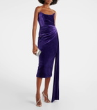 Alex Perry Draped velvet corset gown