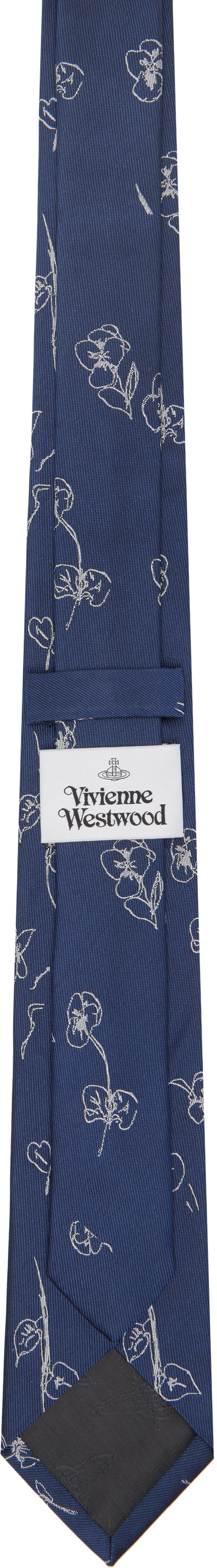Vivienne Westwood Navy 7cm 'Flower & Orb' Tie