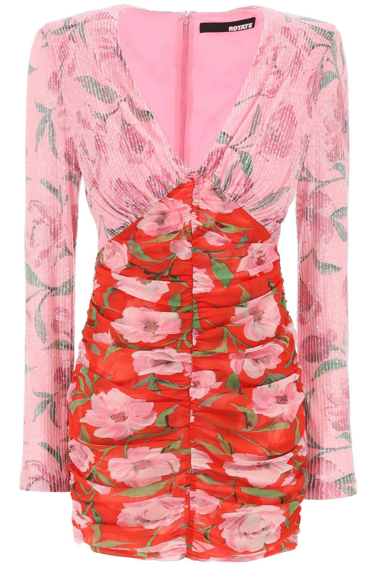 ワンピース ROTATE MINI DRESS WITH FLORAL PATTERN Rotate Floral pattern mini dress with sheer sleeves | The