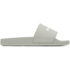 Palm Angels Gray Classic Logo Pool Slides