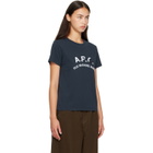 A.P.C. Navy Vintage-Effect 'A.P.C.' Logo T-shirt