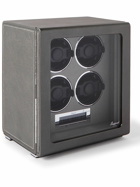 Rapport London - Quantum Quad Leather-Wrapped Cedar and Glass Watch Winder - Gray