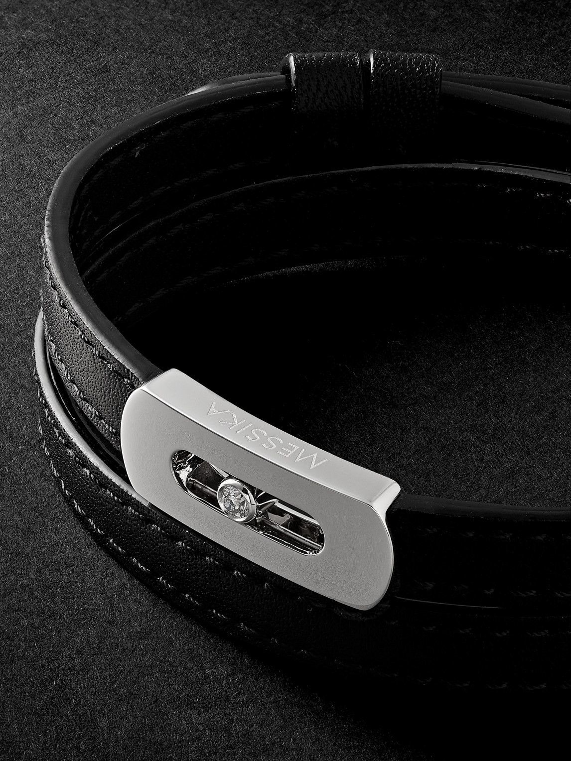 Messika - My Move White Gold, Diamond and Leather Bracelet - Black
