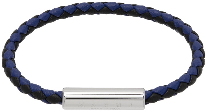 Photo: Marni Blue & Black Braided Leather Bracelet