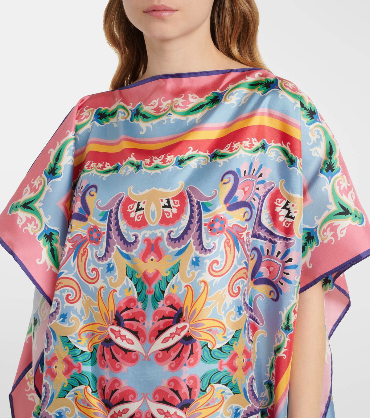Etro Printed silk foulard top Etro