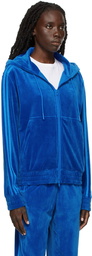 adidas Originals Blue Jeremy Scott Edition Velour Zip-Up Hoodie