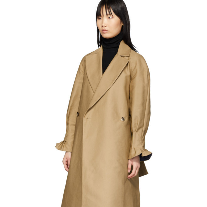 Edit Beige Pleat Back Trench Coat Editions M.R