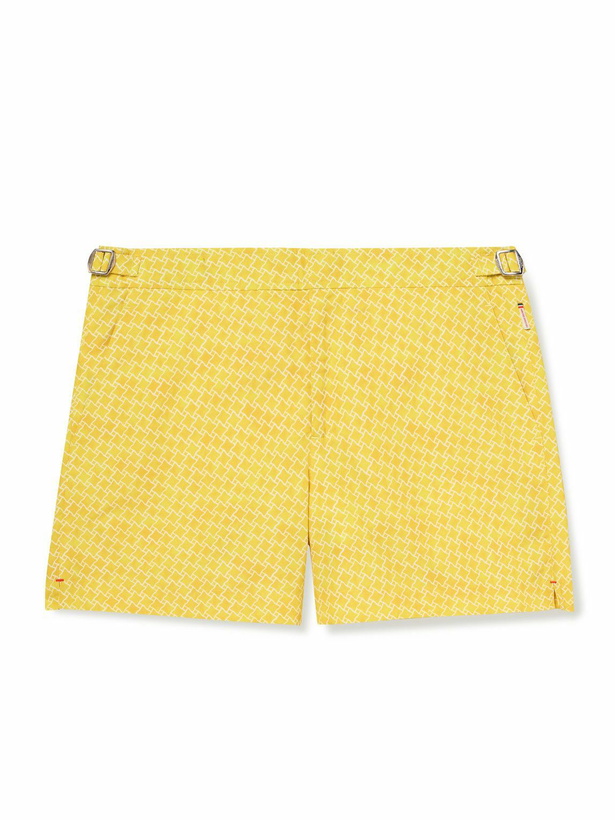 Photo: Orlebar Brown - Setter Slim-Fit Mid-Length Printed Recycled Swim Shorts - Yellow