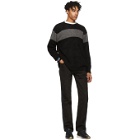 The Elder Statesman Black and Grey Cashmere Striped Racing Sweater