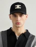 CELINE - Logo-Appliquéd Wool-Twill Baseball Cap - Black
