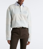Acne Studios Striped cotton fleece polo sweatshirt